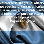 BANDERA ARGENTINA CON FRASE DE MANUEL BELGRANO SOBRE LA MISMA.